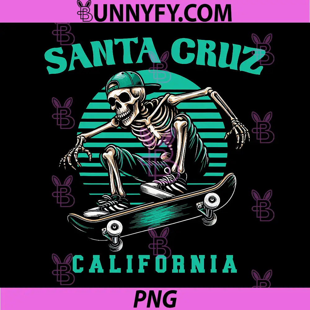 Santa Cruz California PNG, Skeleton Skating Streetwear PNG