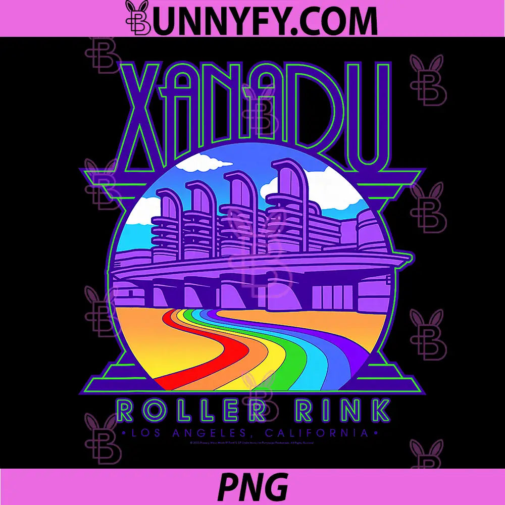 Olivia Newton John PNG, Xanadu Roller Rink Color Rainbow Logo PNG