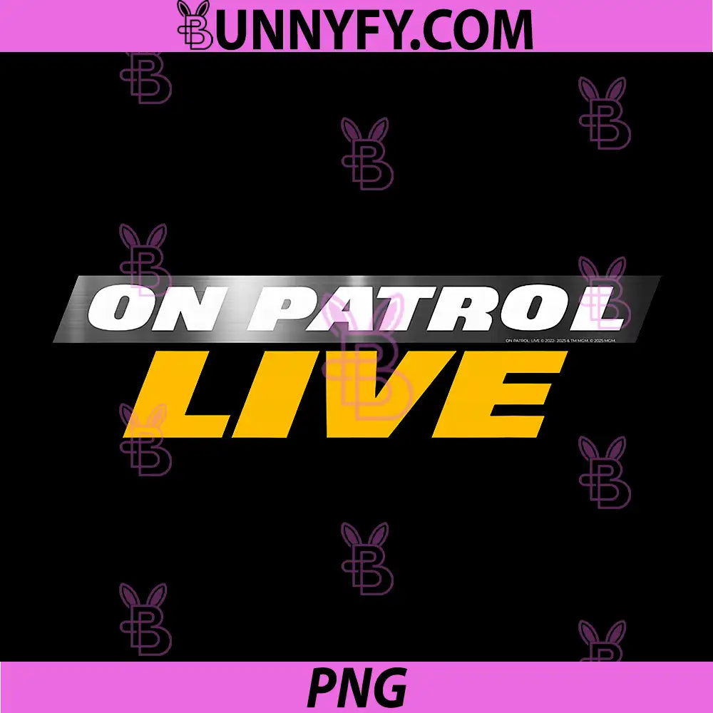 On Patrol Live PNG, Black Modern Crew Neck Logo PNG