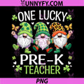 One Lucky Pre-K Teacher PNG, Gnomes Patricks Day PNG, Gnome Lover PNG