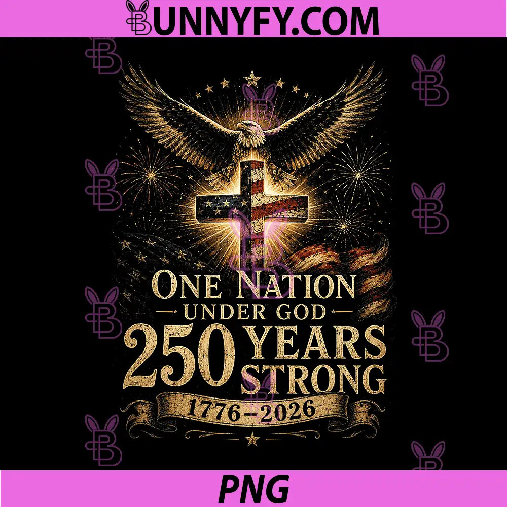 One Nation Under God 250 Years PNG, 250 Anniversary USA 4th July PNG