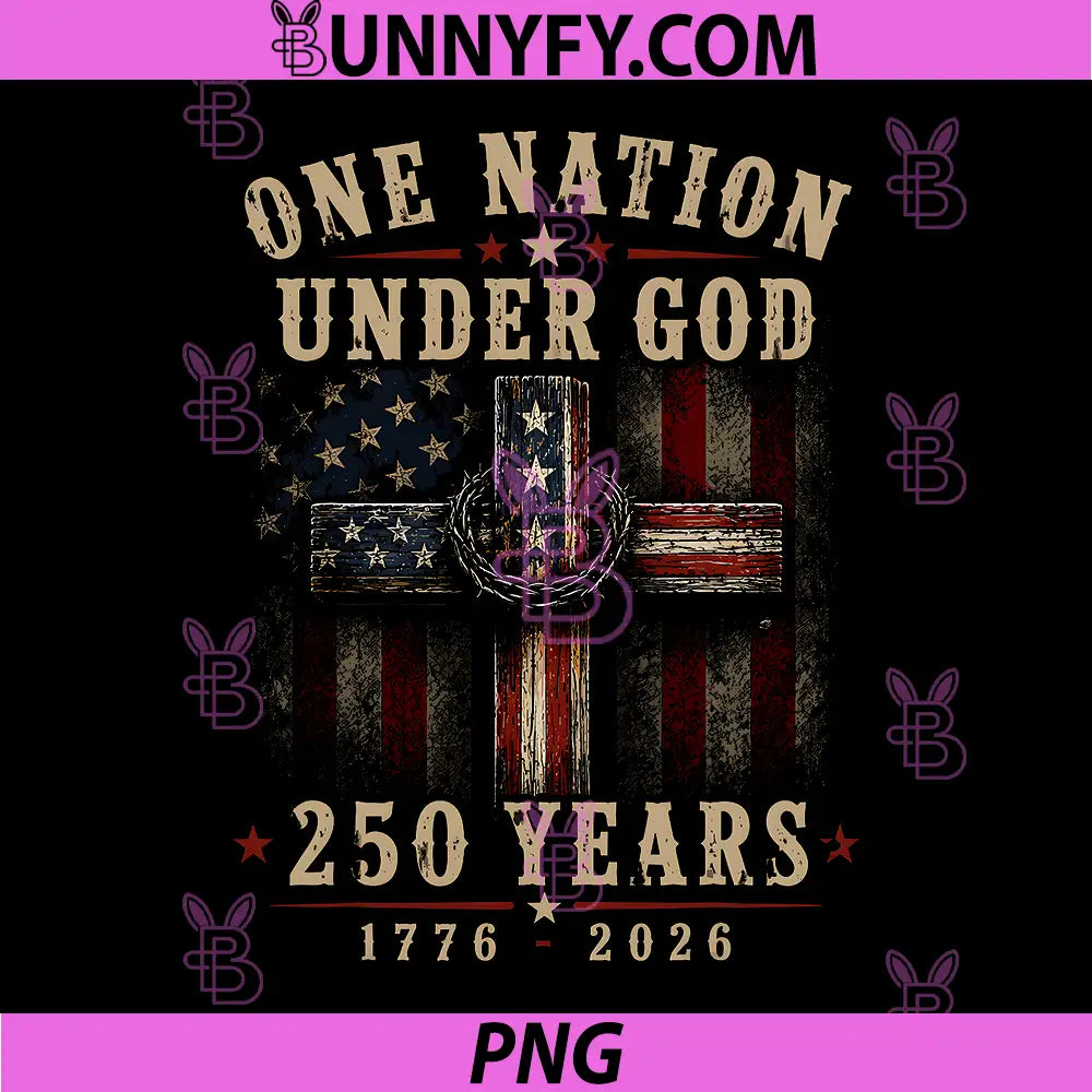 One Nation Under God 250 Years PNG, America 250th Anniversary USA PNG