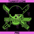 One Piece Anime PNG, Green Roronoa Zoro Jolly Roger PNG