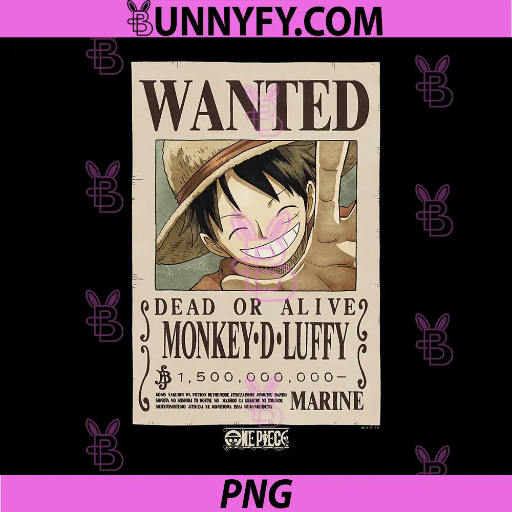 One Piece Anime PNG, Monkey D. Luffy Wanted Poster PNG