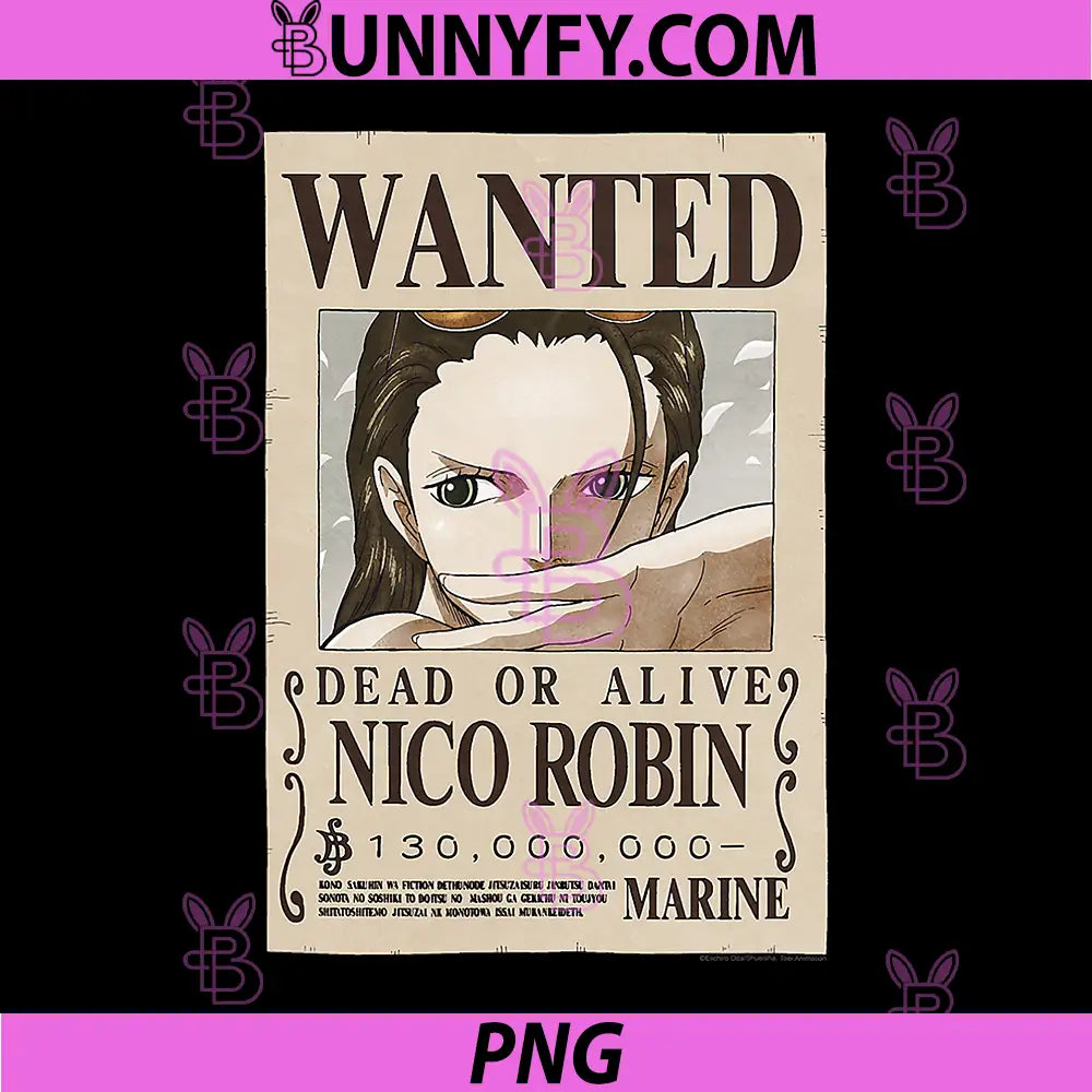 One Piece Anime PNG, Nico Robin Wanted Poster PNG