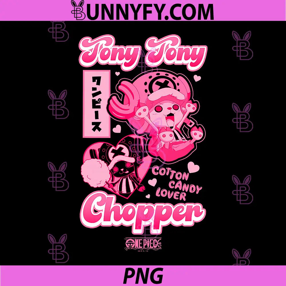 One Piece Anime PNG, Tony Tony Chopper Bright Pink Hearts PNG