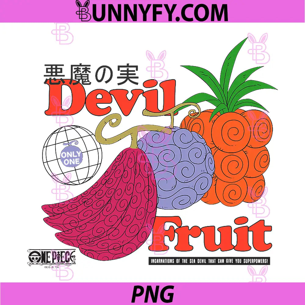One Piece Anime Vintage PNG, Devil Fruit Ad with Kanji PNG