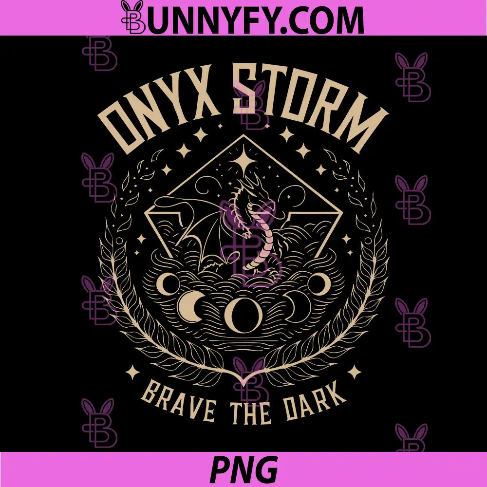 Onyx Storm Dragon And Moon Crest PNG, Brave The Dark Emblem PNG