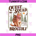 Broccoli Quest Squad Cat Illustration PNG, Cute Fantasy Mascot PNG