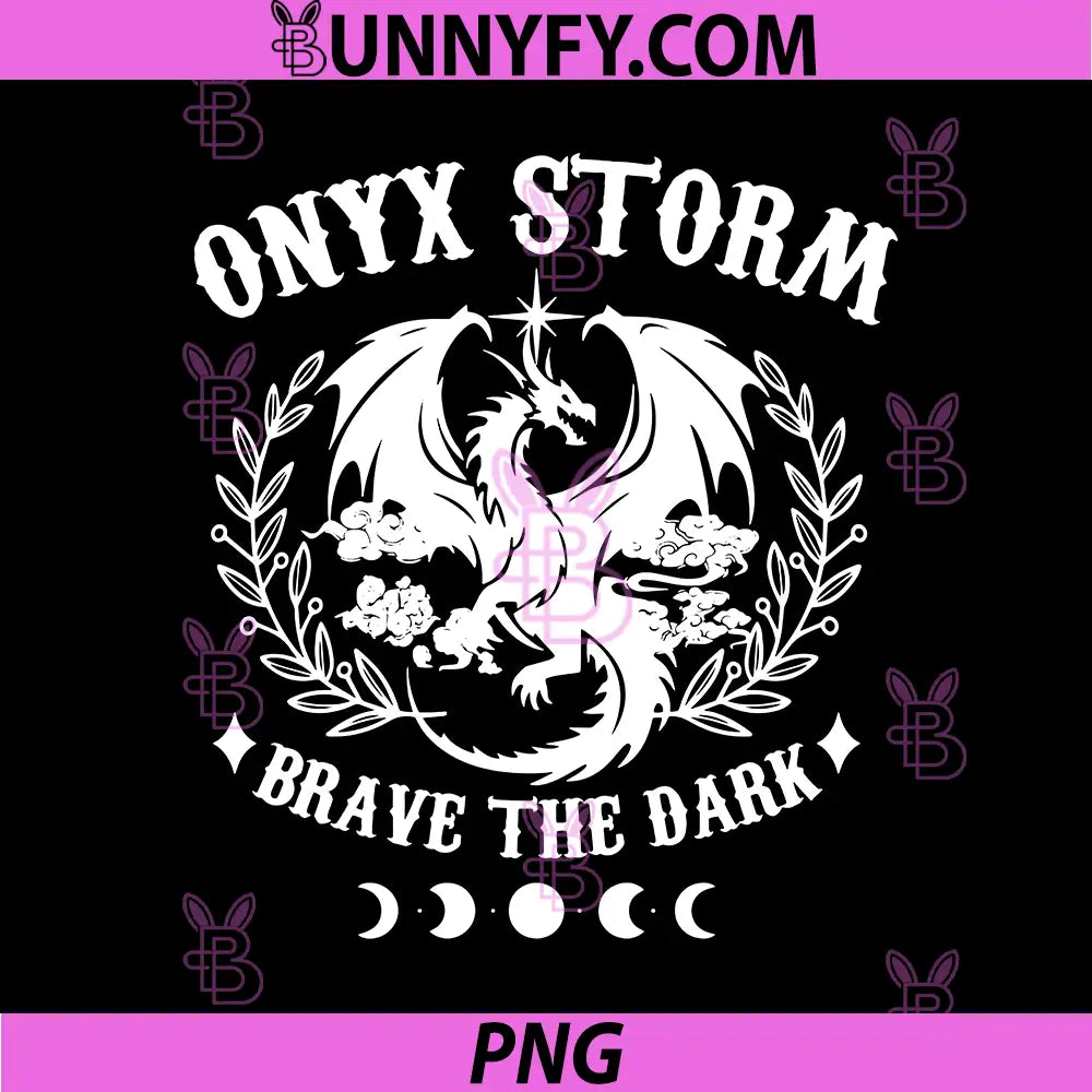 Onyx Storm Dragon Laurel Crest PNG, Brave The Dark Moon PNG