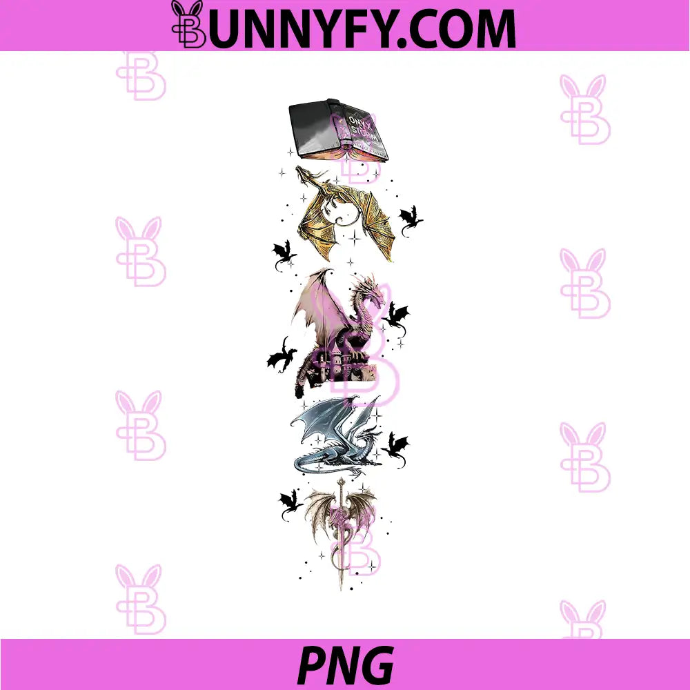 Onyx Storm Vertical Dragon Art PNG, Fantasy Dragon Stack Design PNG