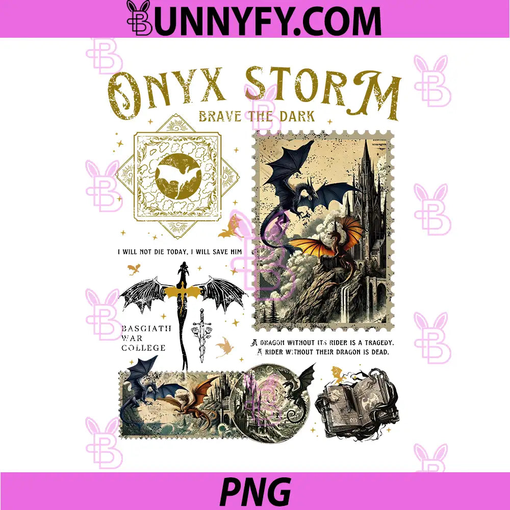Onyx Storm Brave The Dark Collage PNG, Basgiath War College PNG