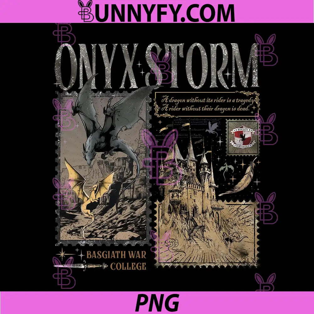 Onyx Storm Dragon Stamp Collage PNG, Basgiath War College PNG