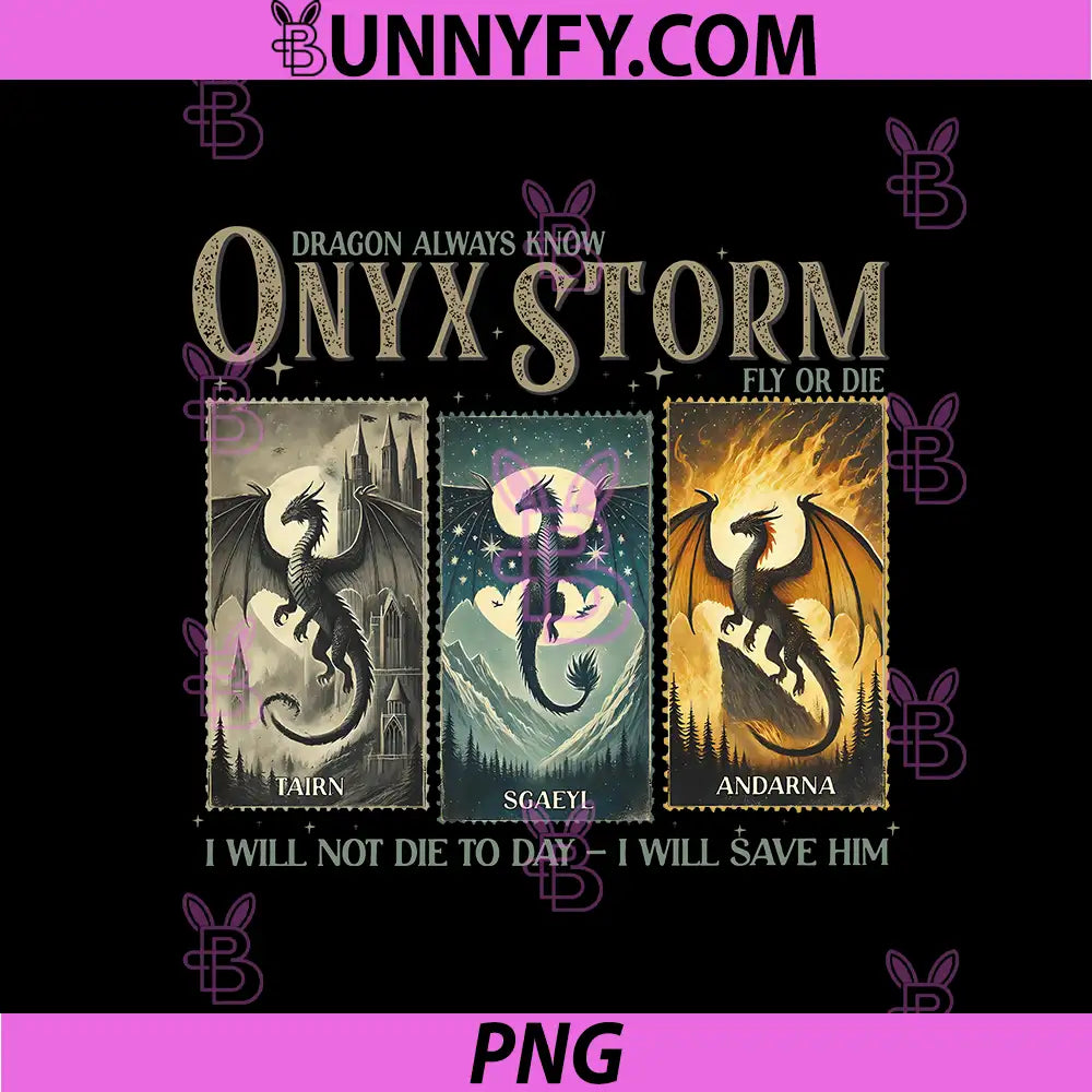Onyx Storm Dragon Trio Stamp Art PNG, Tairn Sgaeyl Andarna PNG