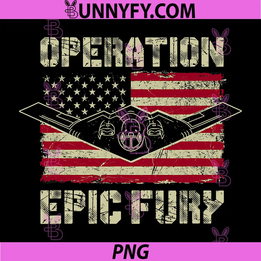 Operation Epic Fury Military Aircraft PNG, USA Flag Patriotic Design PNG
