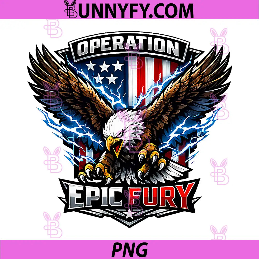 Operation Epic Fury Eagle Graphic PNG, Patriotic USA Flag Eagle PNG