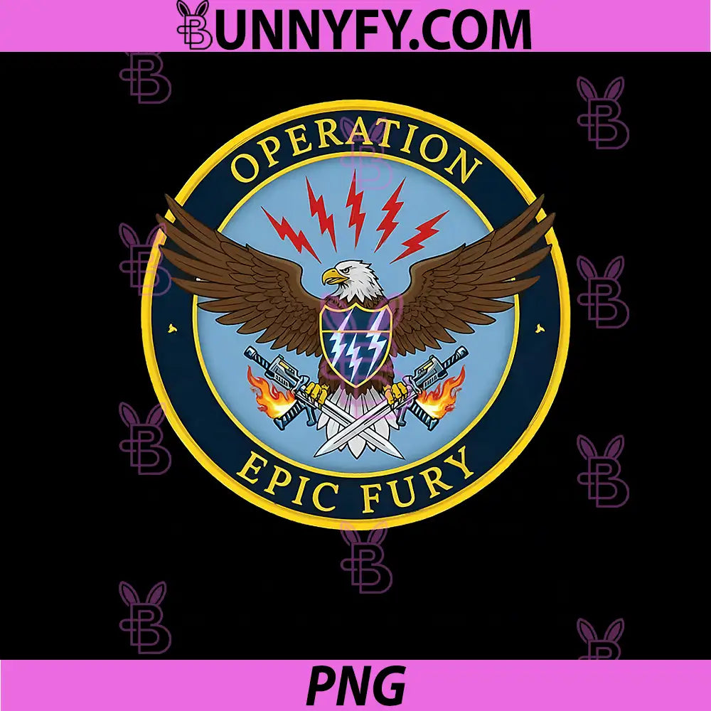 Operation Epic Fury PNG, USA Flag Eagle Military Style Design PNG