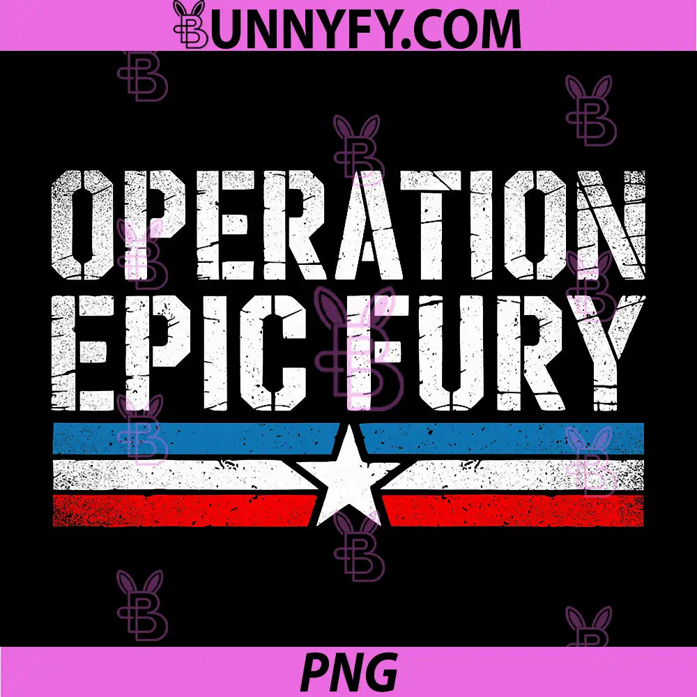 Operation Epic Fury PNG, Patriotic Military Star Stripe Design PNG