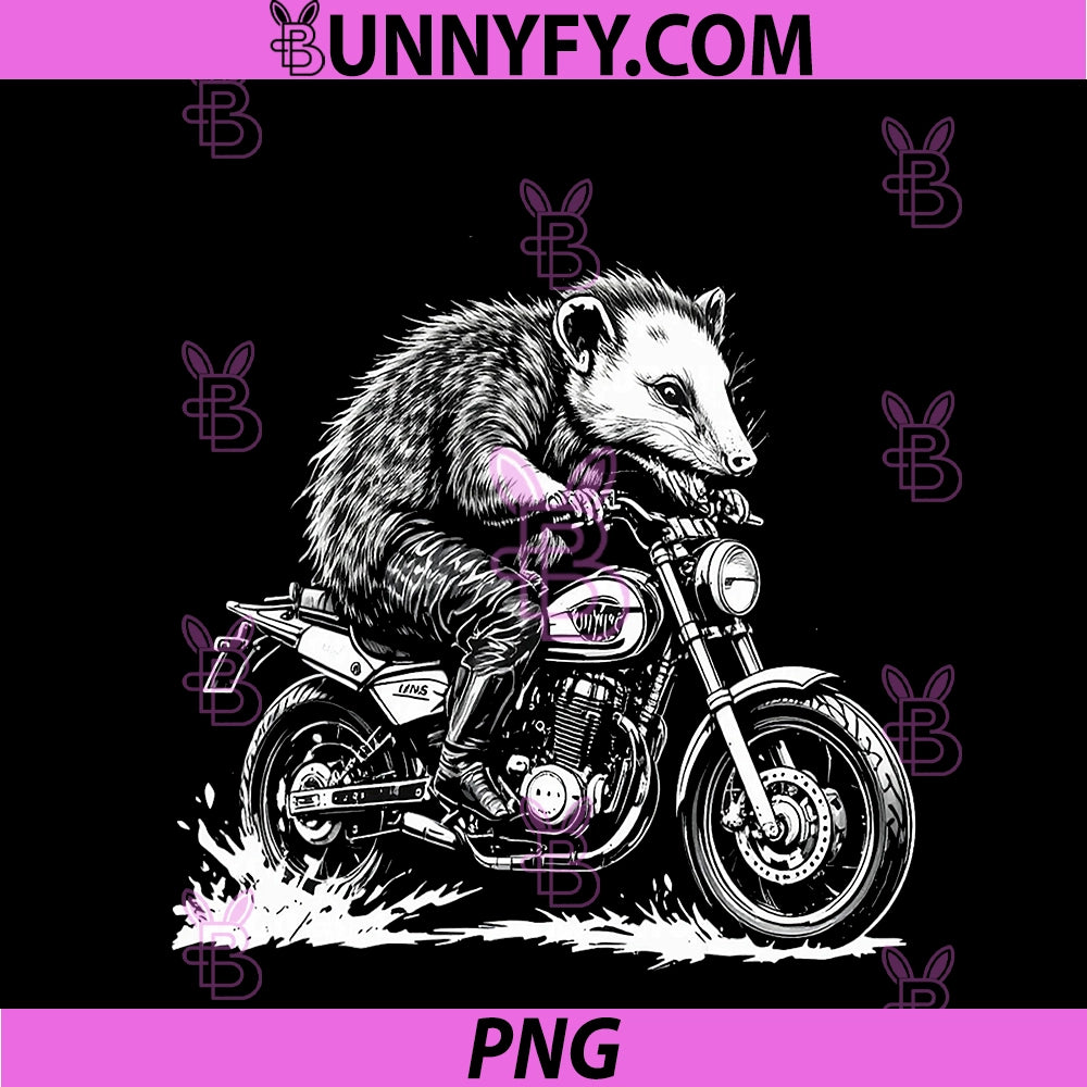 Opossum Riding Motorbike Motocross PNG, Biking For Mom Dad Kids PNG