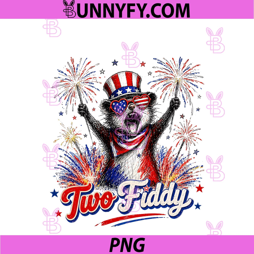 Opossum Two Fiddy 250th Anniversary PNG, 4th Of July Patriotic PNG
