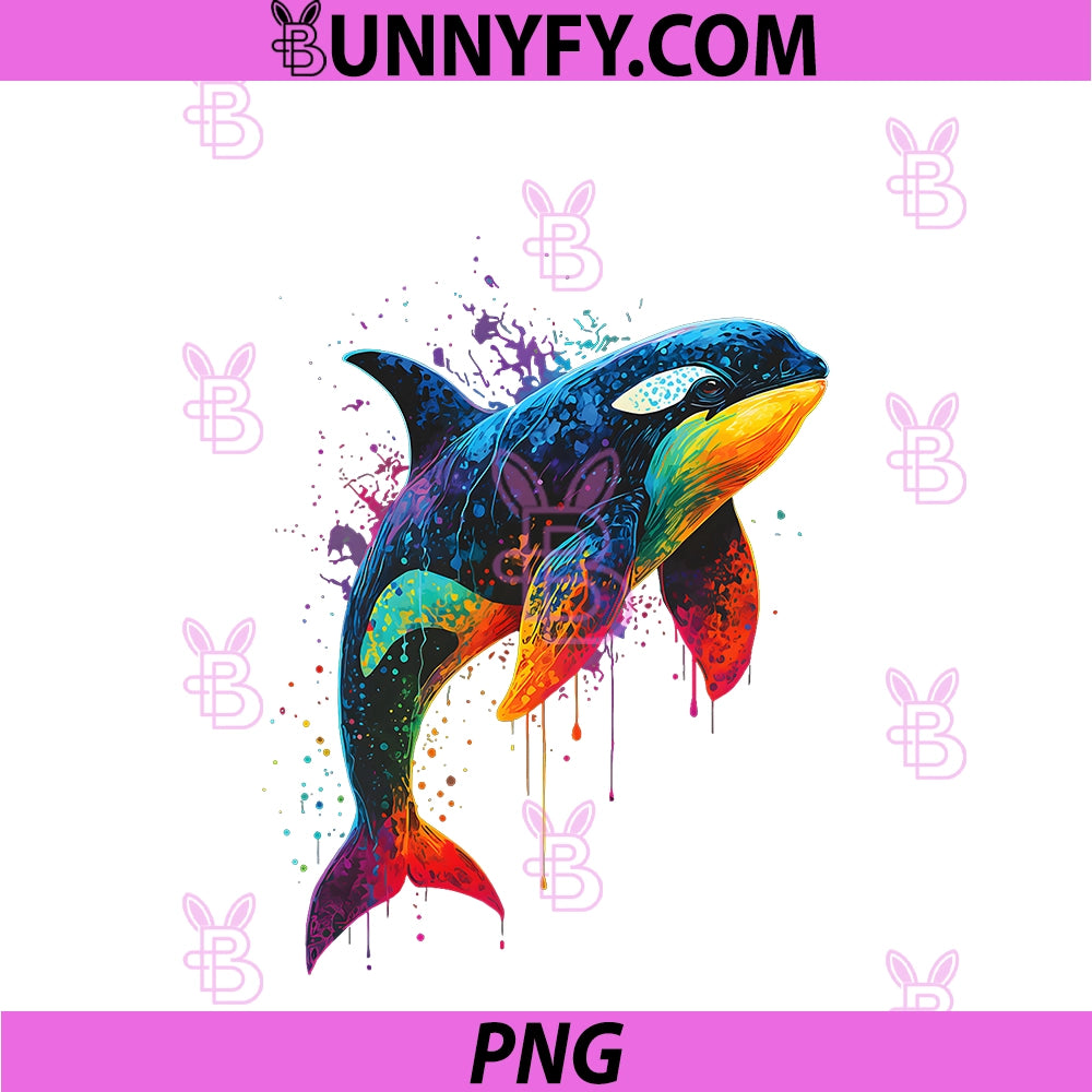 Orca Whale Colorful PNG, Watercolor PNG