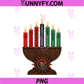 Ornate Wood Kwanzaa Kinara PNG, With Adinkra And Seven Principles PNG