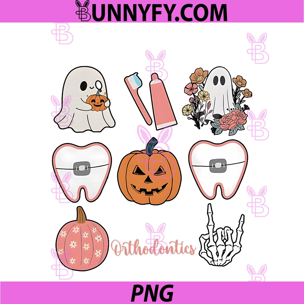 Orthodontist Halloween Cute PNG, Ghost Brace Teeth Ortho Squad PNG