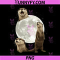 Otters Howling At Full Moon PNG, Otter Animal Night Illustration PNG