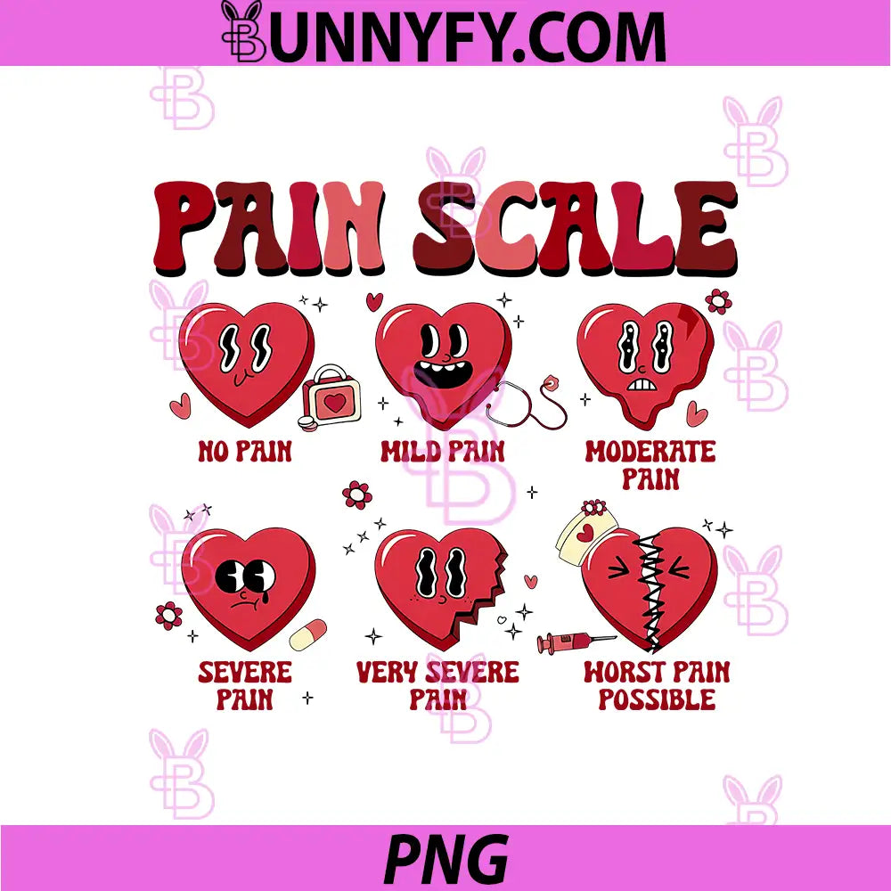 Pain Scale Heart Chart PNG, Cute Medical Pain Levels Illustration PNG