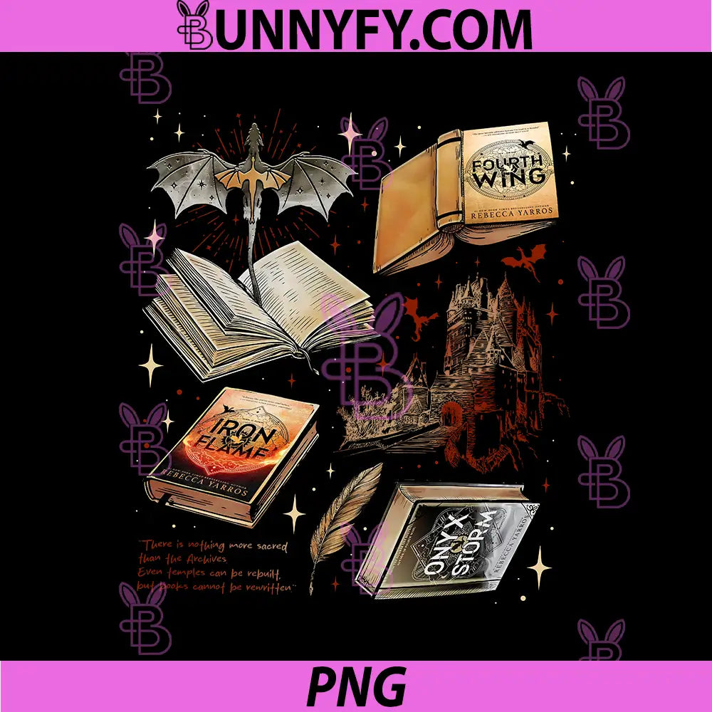 Fourth Wing Bookish Dragon Design PNG, Iron Flame Onyx Storm PNG