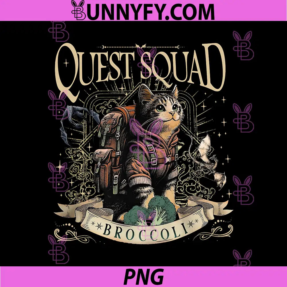 Quest Squad Broccoli Cat Journey PNG, Storybook Castle Art PNG