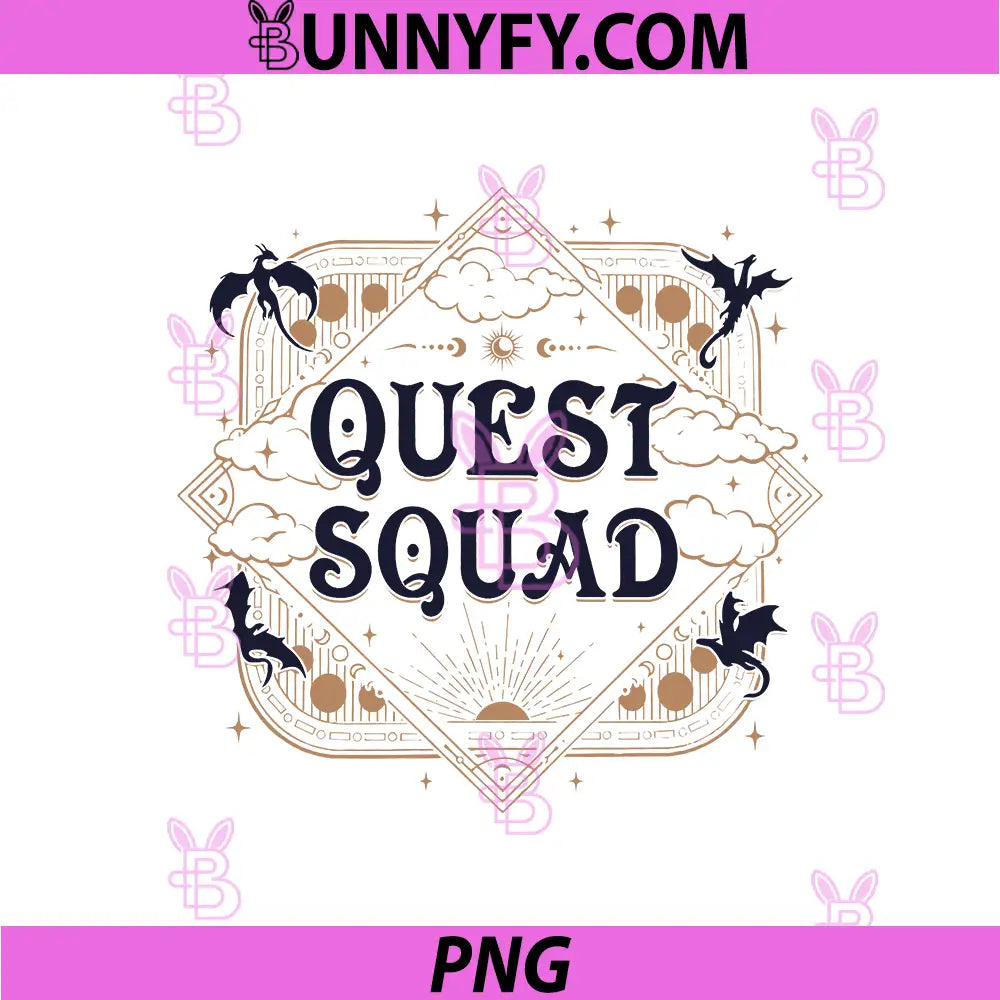 Quest Squad Fantasy Emblem With Dragons PNG, Mystic Cloud Crest PNG