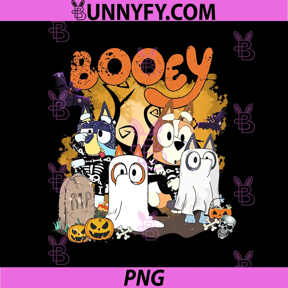 Booey Bluey Halloween PNG, Spooky Cartoon Family Ghost Art PNG