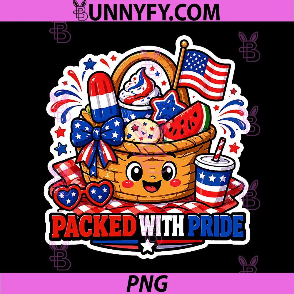 Packed with Pride PNG, Kawaii 4th of July Picnic PNG