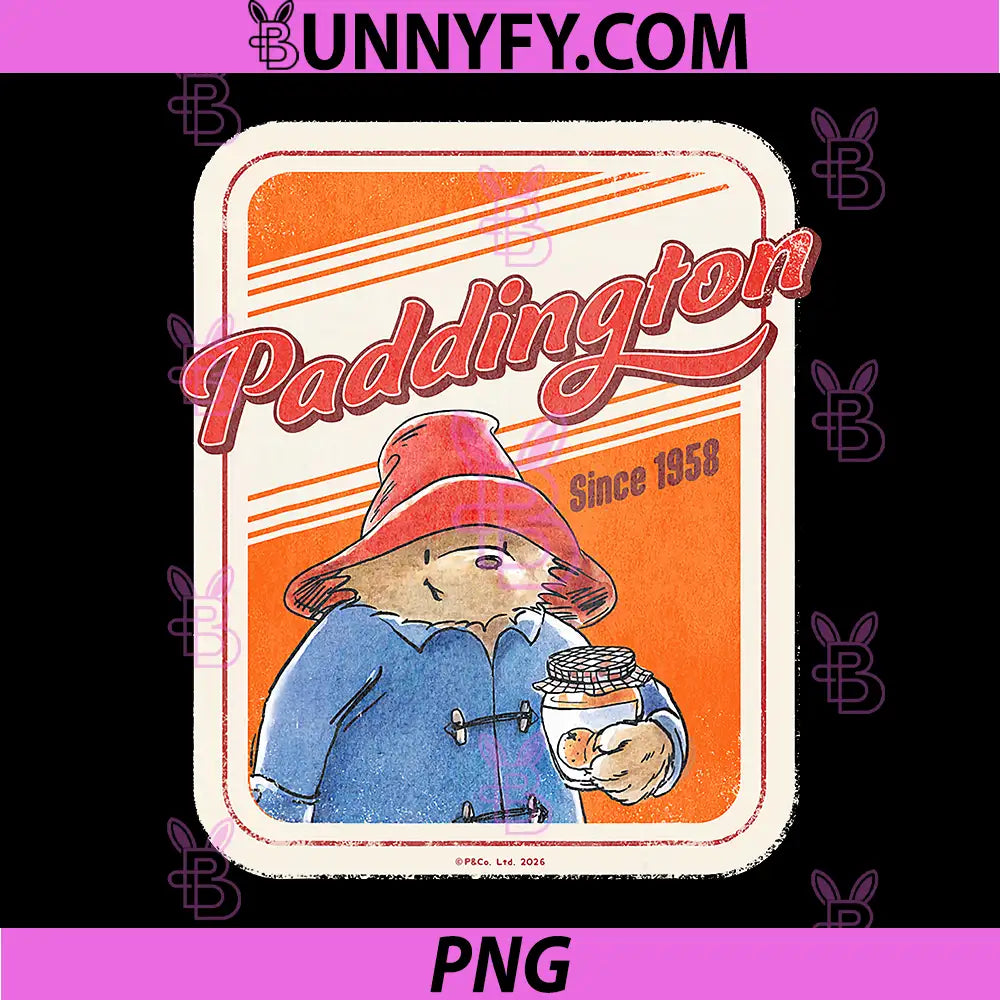 Paddington Bear Classic PNG, Retro Illustration Since 1958 PNG