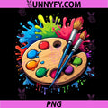 Paint Palette And Brush PNG, Colorful Art Splash Artist Illustration PNG