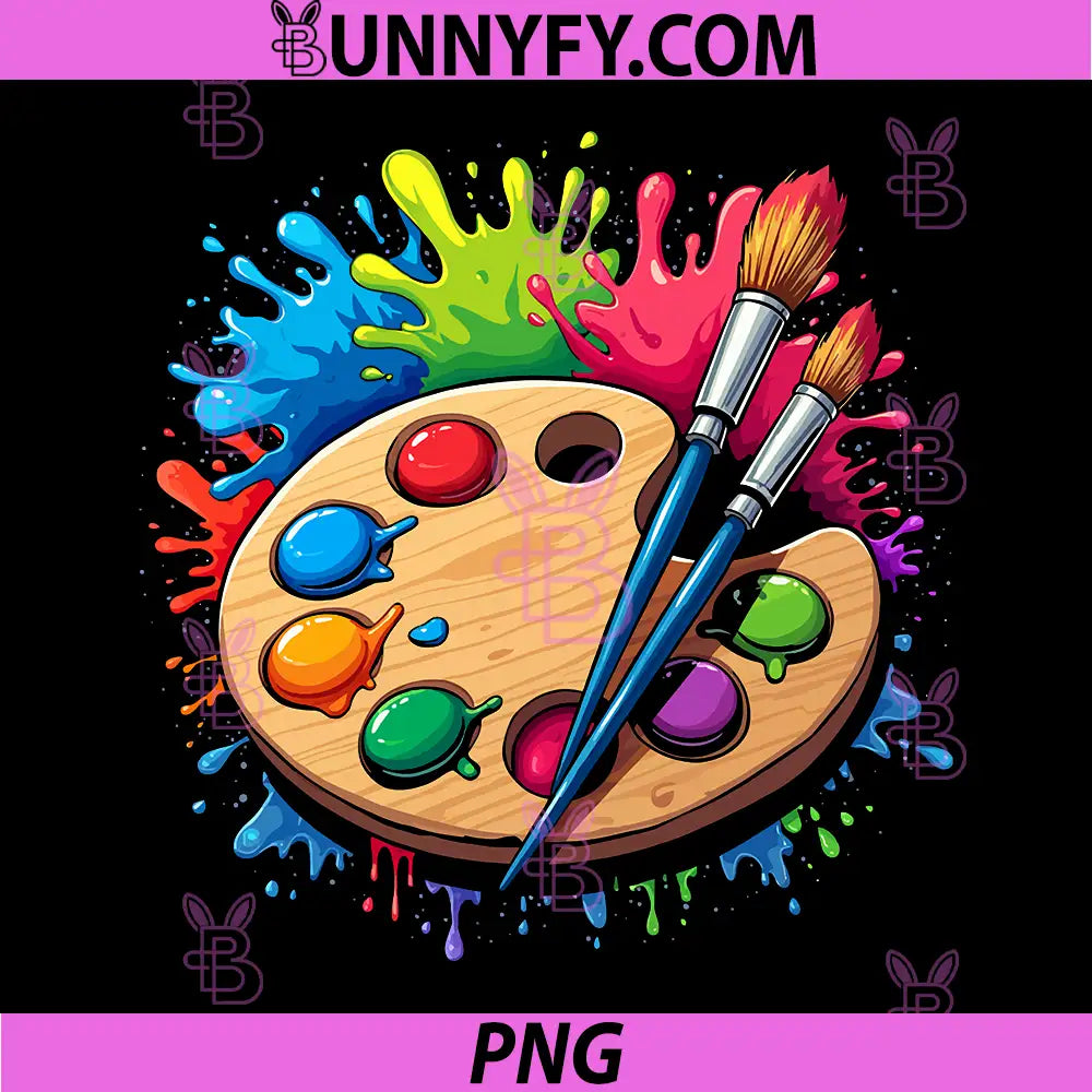 Paint Palette And Brush PNG, Colorful Art Splash Artist Illustration PNG