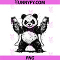 Panda Barber With Clippers PNG, Funny Barbershop Grunge Style PNG