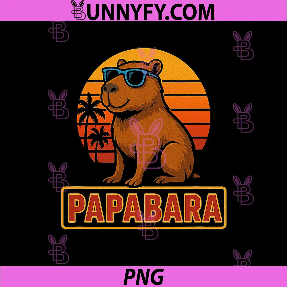 Papabara Funny PNG, Capybara Vintage PNG