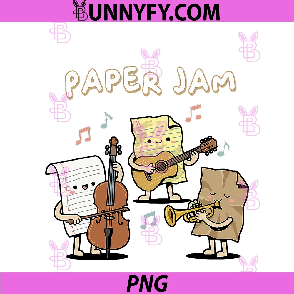 Paper Jam Cute PNG, Music Pun Cartoon Paper Band PNG