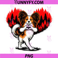 Papillion Walking in Heartsest PNG, Graphic Dog Lovers PNG