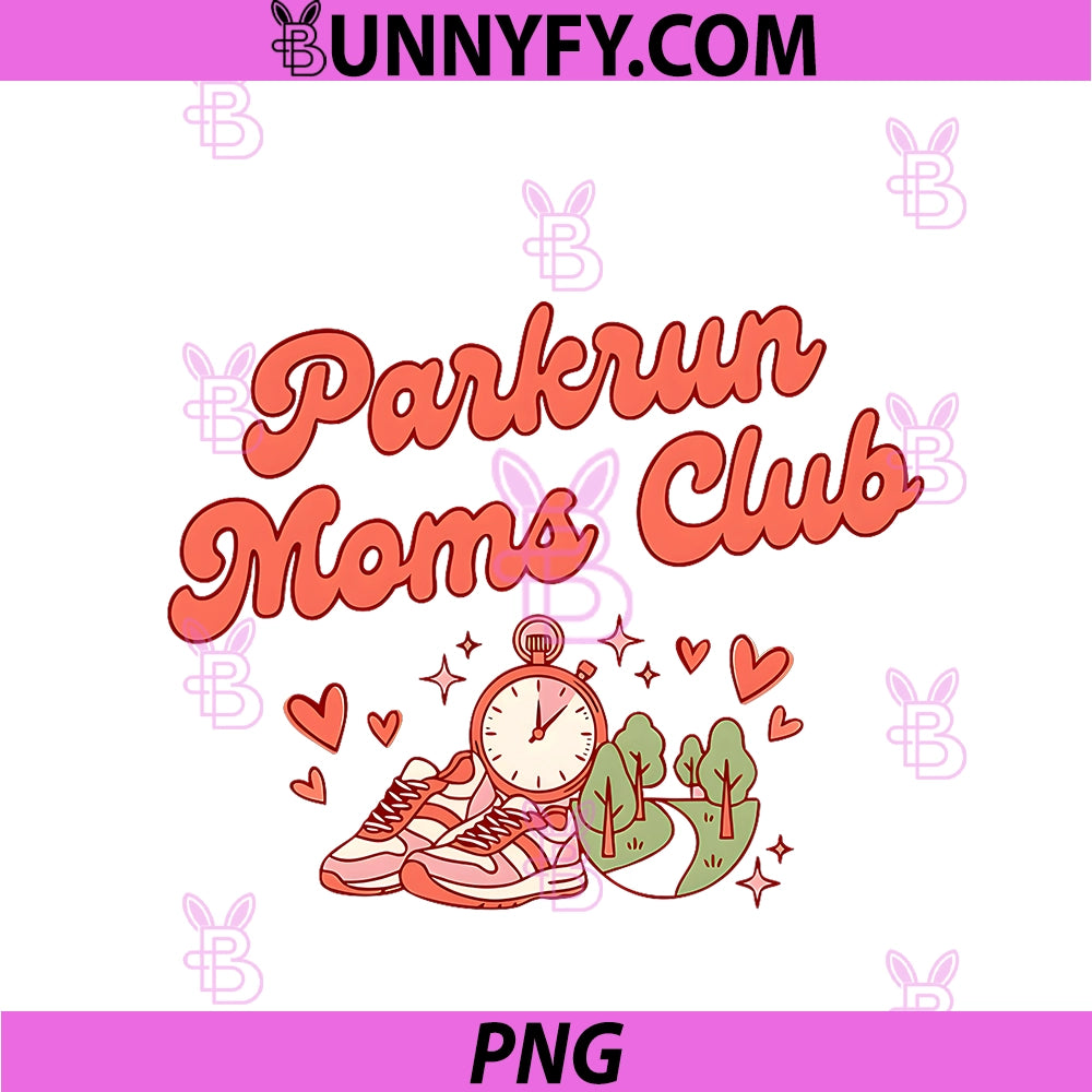 Parkrun Moms Club PNG, Running Shoes Stopwatch Trail Runner Mom PNG