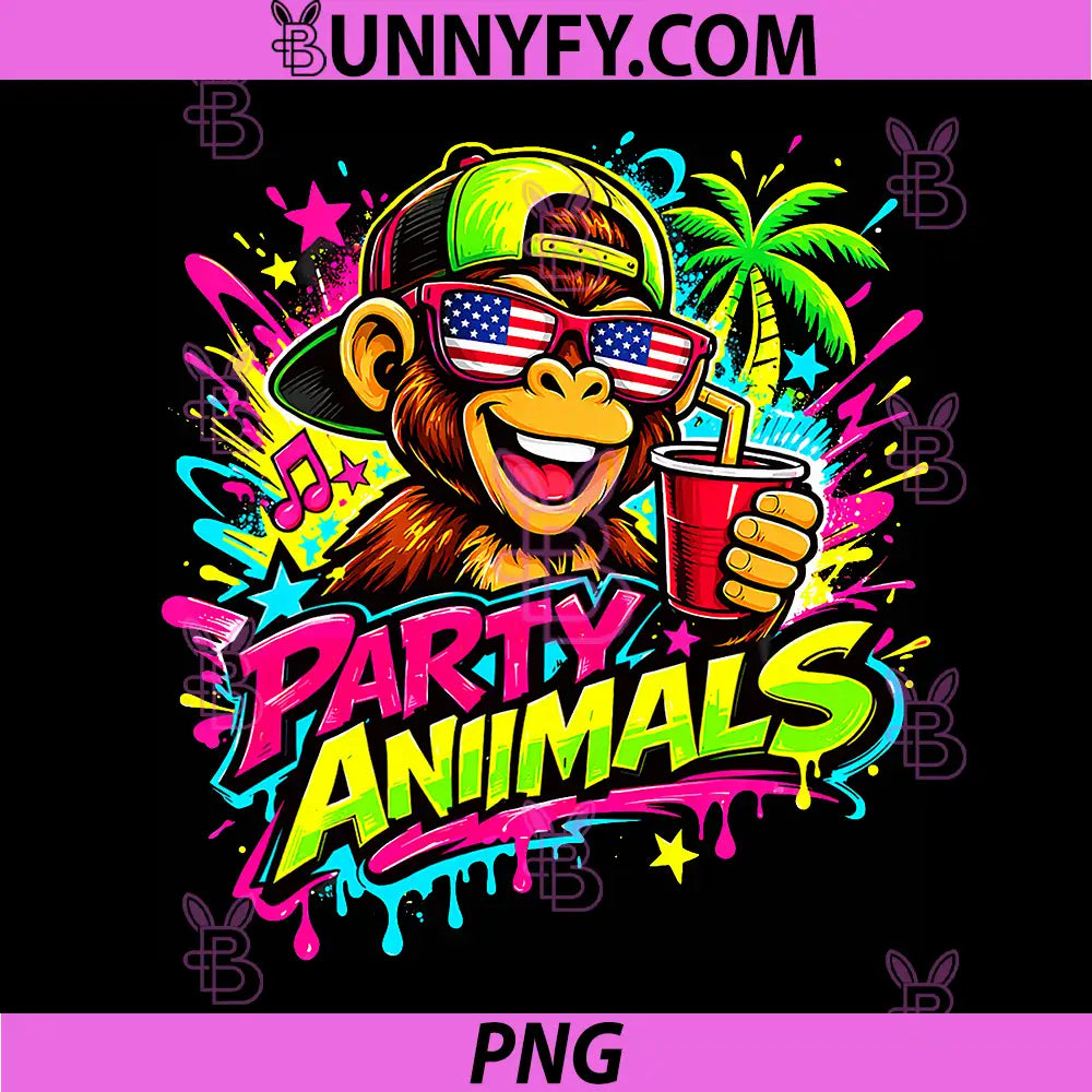 Party Animals Monkey With Drink PNG, Funny Party PNG
