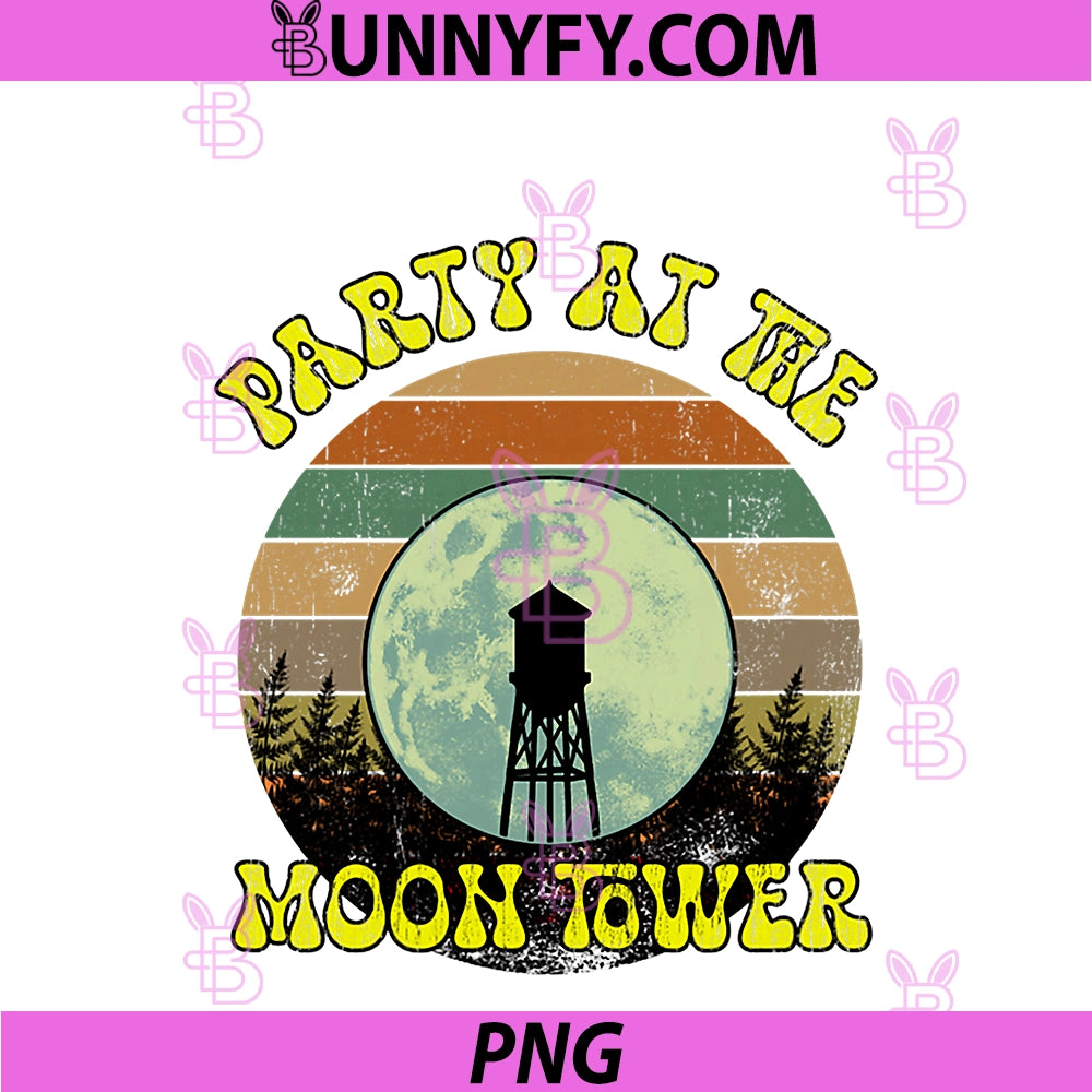 Party At The Moontower Retro Vintage PNG, Vibes Party Classic 90s PNG