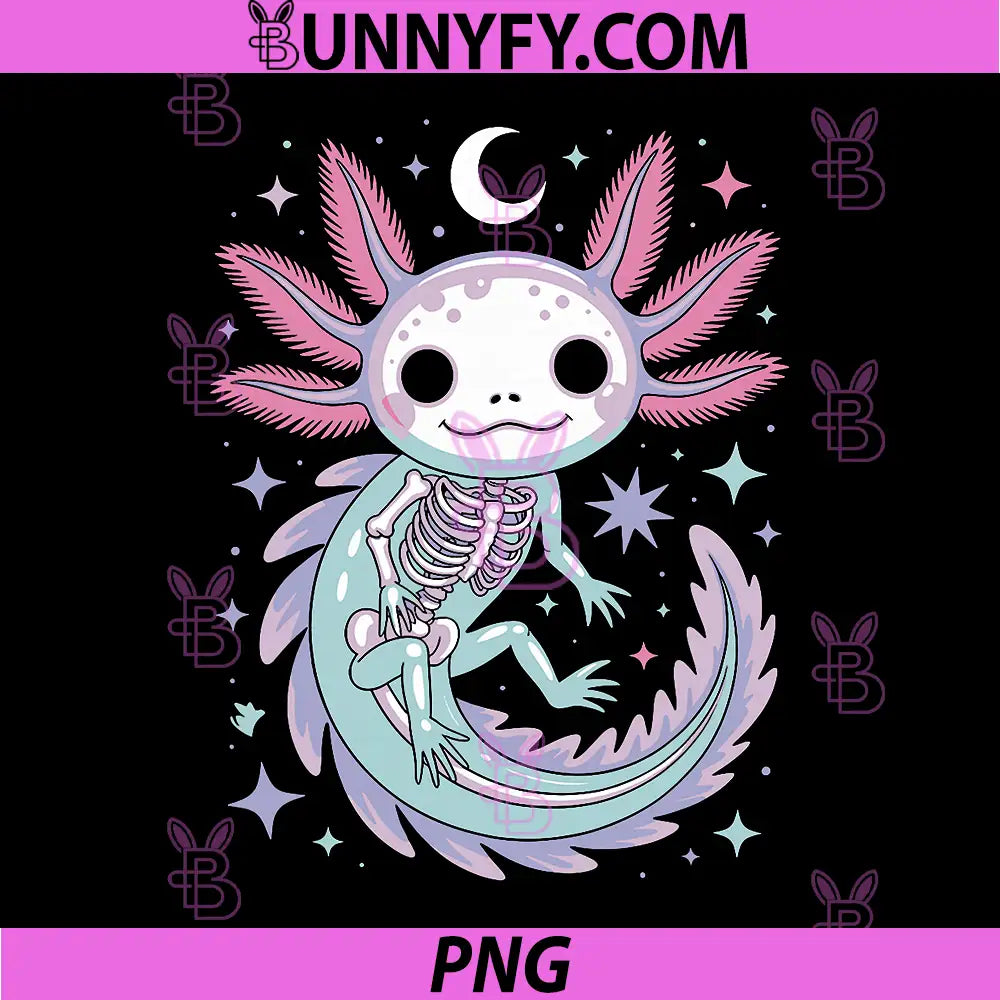 Pastel Goth Kawaii Cute PNG, Skeleton Axolotl PNG