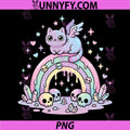 Pastel Goth Japanese PNG, Anime Kawaii Rainbow PNG, Skulls Cute Cat PNG