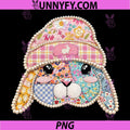Patchwork Floral Bunny Face PNG, Coquette Easter PNG