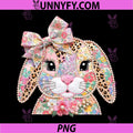 Patchwork Floral Leopard PNG, Bunny Face Coquette Easter PNG