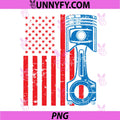 Patriotic American Flag PNG, Piston Muscle Car Vintage Distressed PNG