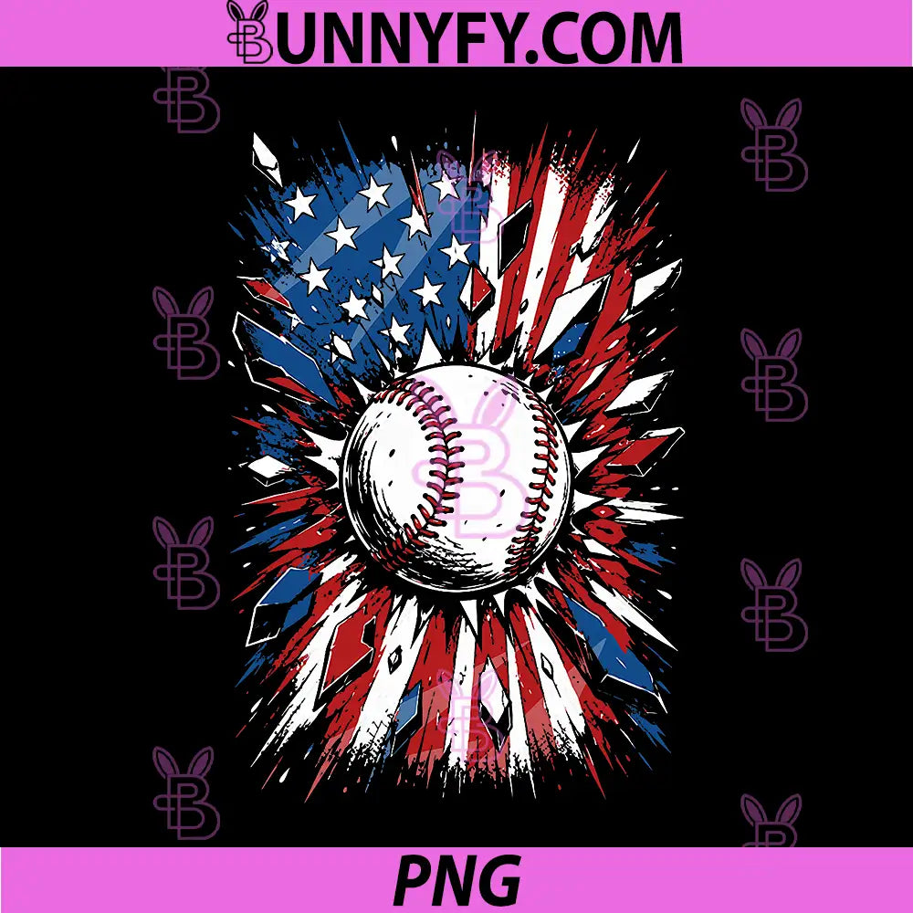 Patriotic Baseball Fourth of July PNG, USA American Flag PNG